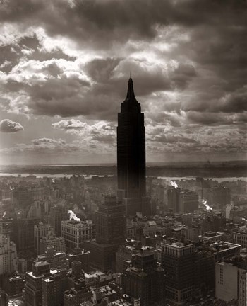 Framed 1930s 1940s Empire State Building Silhouetted In Nyc Print