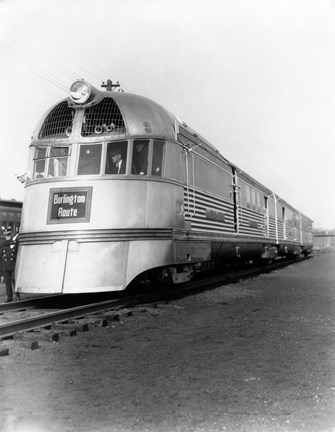 Framed 1930s Zephyr Train Engine Cars Print