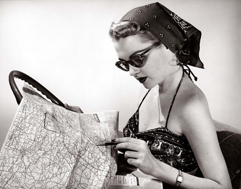 Framed 1950s Woman Wearing Bandana Print