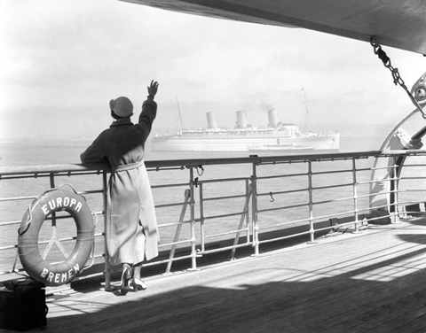 Framed 1930s Back Of Woman On Of Cruise Print