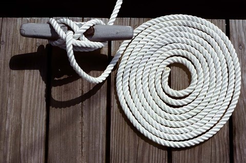 Framed 1980s Detail Of Cleat Hitch And Coiled Rope Print