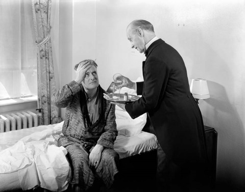 Framed 1930s 1940s Man Sit On Bed Print