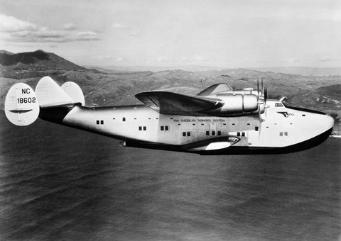 Framed 1930s 1940s Pan American Clipper Flying Boat Print