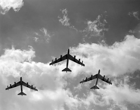 Framed 1950s Three B-52 Stratofortress Bomber Airplanes Print