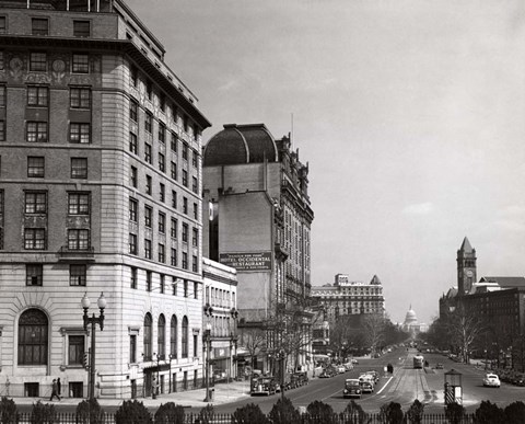 Framed 1940s Pennsylvania Avenue With Capitol Building Print