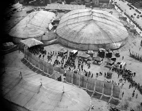 Framed 1930s Aerial View Of Circus Tents Print