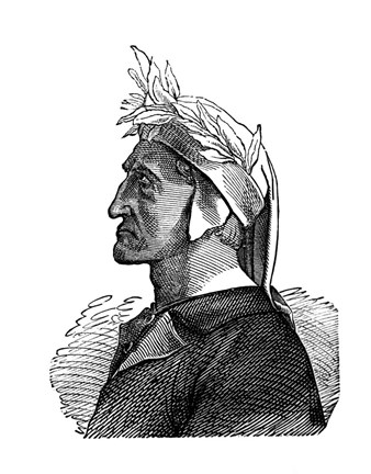 Framed 1300S Dante Alighieri Italian Poet Print