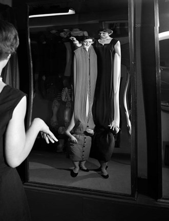 Framed 1950s Young Women Looking At Distorted Reflection Print