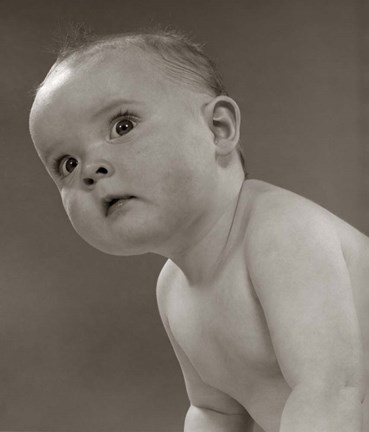 Framed 1950s Portrait Baby Leaning To Side Print