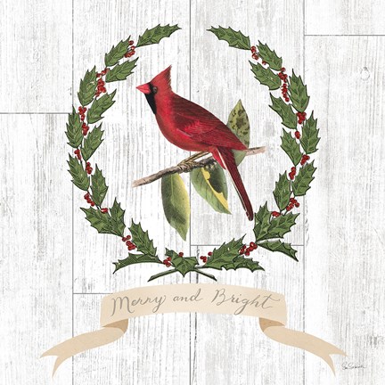 Framed Joyful Tidings VIII on Distressed Wood Print