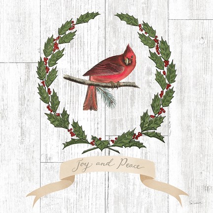 Framed Joyful Tidings VII on Distressed Wood Print