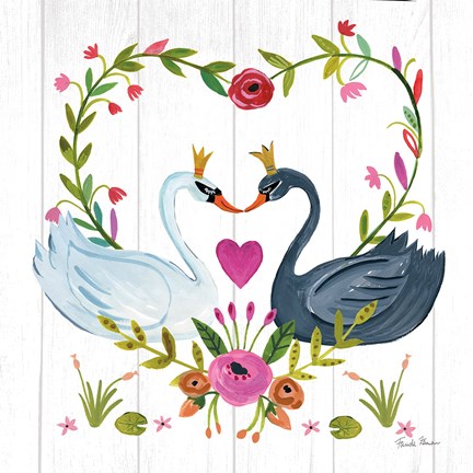 Framed Swan Love III Print