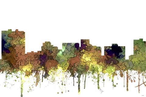 Framed Arlington Texas Skyline - Safari Buff Print