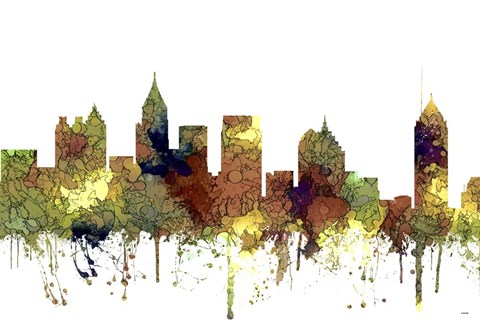 Framed Atlanta Georgia Skyline - Safari Buff Print