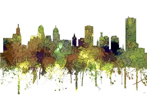 Framed Buffalo New York Skyline - Safari Buff Print