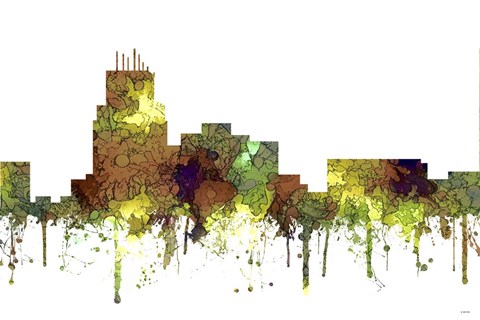 Framed Durham North Carolina Skyline - Safari Buff Print