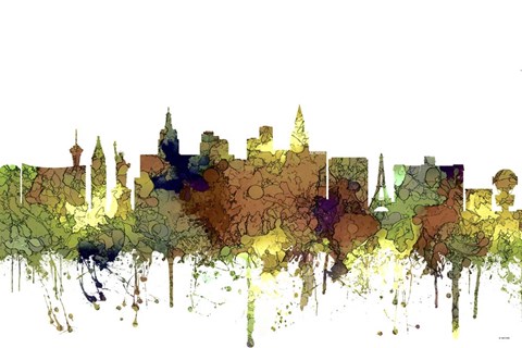 Framed Las Vegas Nevada Skyline 2 - Safari Buff Print