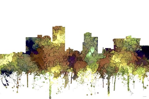 Framed Little Rock Arkansas Skyline - Safari Buff Print