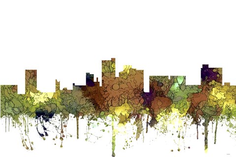 Framed Lubbock Texas Skyline - Safari Buff Print