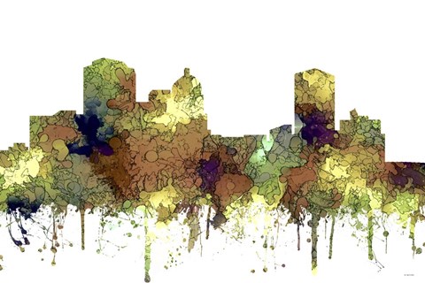 Framed Montgomery Alabama Skyline - Safari Buff Print