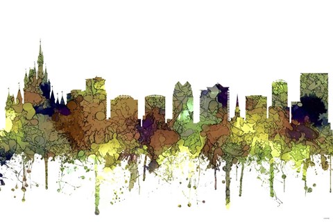 Framed Orlando Florida Skyline - Safari Buff Print