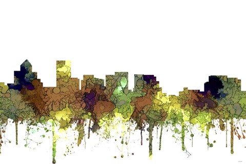 Framed Salem Oregon Skyline - Safari Buff Print