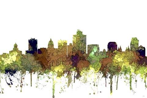 Framed Saltlake City Utah Skyline - Safari Buff Print