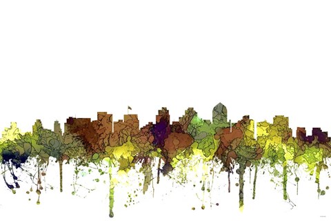 Framed San Diego California Skyline - Safari Buff Print