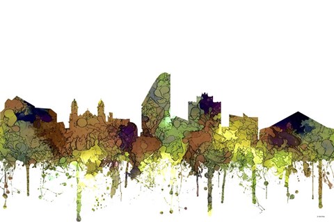 Framed San Jose California Skyline - Safari Buff Print