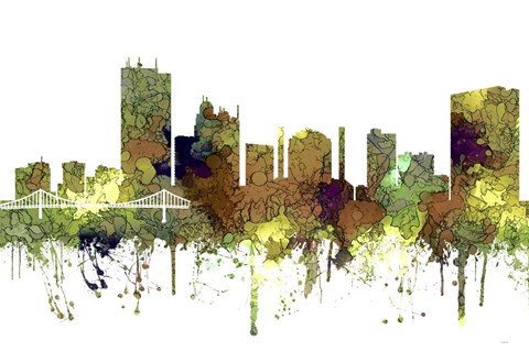 Framed Toledo Skyline - Safaro Buff Print