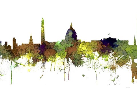 Framed Washington DC Skyline - Safari Buff Print