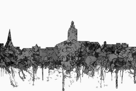 Framed Annapolis Maryland Skyline - Cartoon B&amp;W Print