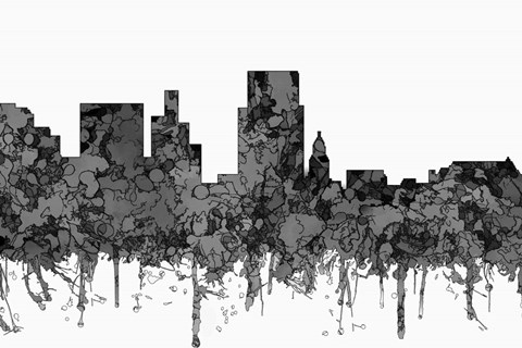 Framed Boise Idaho Skyline - Cartoon B&amp;W Print