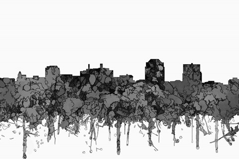 Framed Colorado Springs Colorado Skyline - Cartoon B&amp;W Print