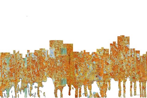 Framed Chatanooga Tennessee Skyline - Rust Print