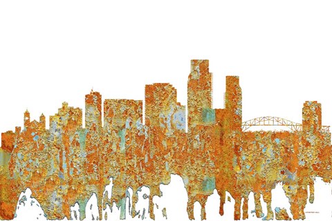 Framed Corpus Christi Texas - Rust Print