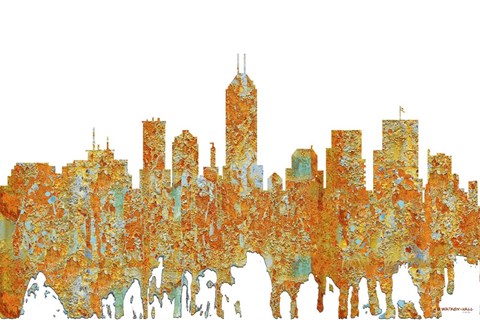 Framed Indiana Indianapolis Skyline - Rust Print
