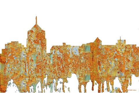 Framed Roanoke Virginia Skyline - Rust Print