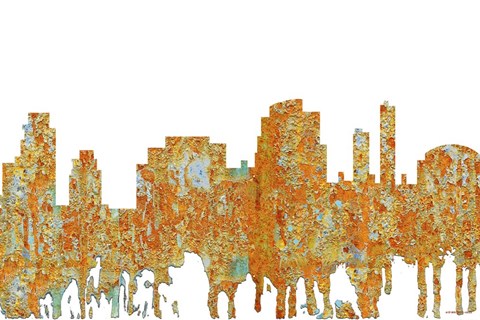 Framed Tempe Arizona Skyline - Rust Print