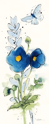 Framed Independent Blooms Blue VI Print