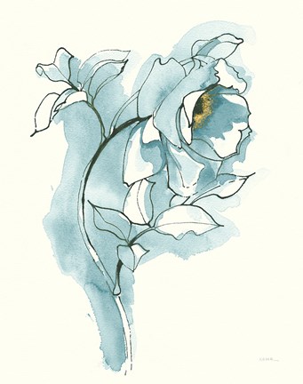 Framed Carols Roses III Cerulean Print