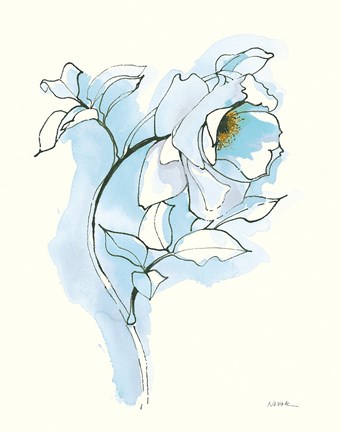 Framed Carols Roses III Blue Print