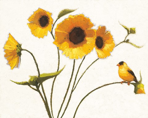 Framed Sunny Flowers on White Print