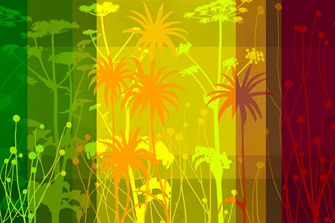 Framed Flower Shades Green Yellow Red Print