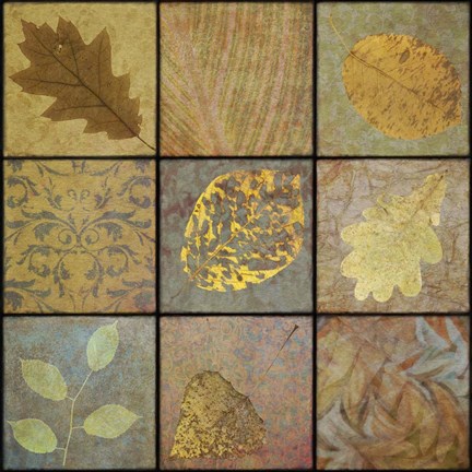 Framed Golden Leaves Nine-Square Print