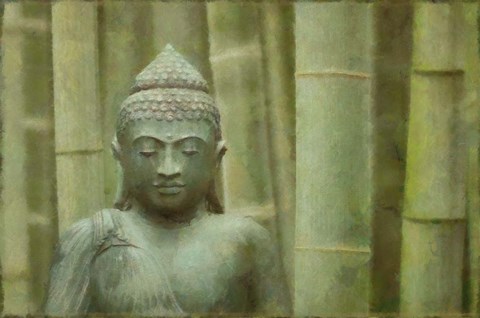 Framed Bronze Buddha With Bamboo Print