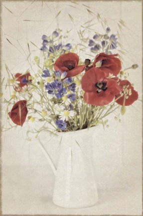 Framed Vintage Jug with Wildflower Bouquet Print