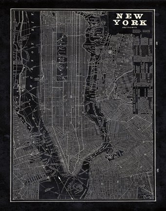 Framed Blueprint Map New York Print