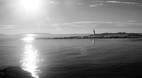 Framed Lighthouse Sound Black and White Print