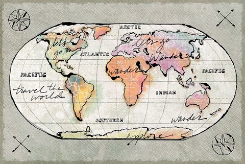 Framed Mapped Shorelines I Neutral v2 Print